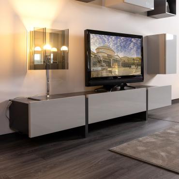 Mobile porta TV moderno televisione salotto BIANCO + ROVERE