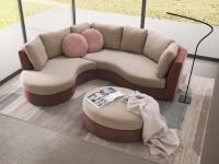 Composizione divano angolare curvo Ravel outlet completa di pouf