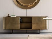 Credenza moderna con 2 ante Keyra in legno laccato bronzo spazzolato vintage