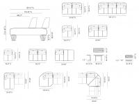 Modularità disponibile per il divano Leyton