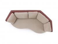 Vista dell'elemento laterale ad angolo, utilizzabile da solo come divano lineare da 230 cm dalle forme irregolari, o come parte di una composizione