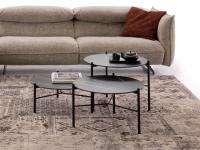Accostamento di tavolini Dawson di diametri ed altezze diverse per posizionamento fronte divano