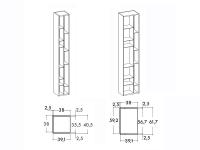 Schemi e dimensioni dell'elemento terminale Lounge Patchwork nelle due profondità disponibili