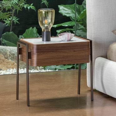 Partout bedside table with marble top and canaletto structure