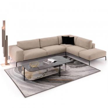Elegant L-shaped sofa with open side Richmond outlet with base and high feet