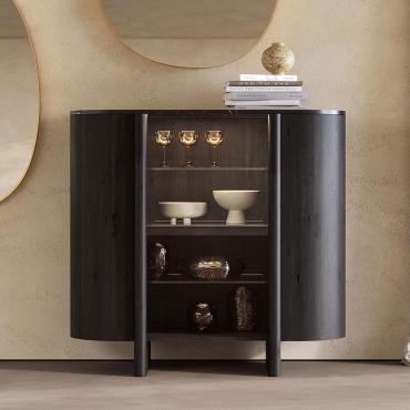 Dafne bentwood buffet cabinet with central glass door