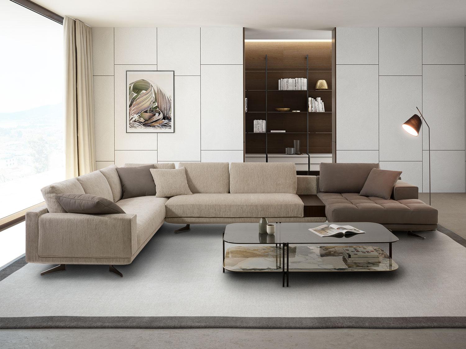Antibes modern sectional sofa with tall legs | DIOTTI.COM