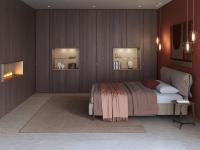 Hinged wardrobe with recessed handles Spirit Lounge in open pore oak wood in the colour E31 grey