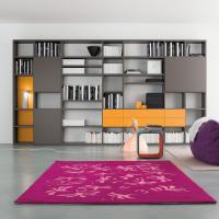 Almond d.32,8 lacquered modular bookcase - h. 223,3 charcoal lacquer with matching doors, single back and mango lacquered drawers