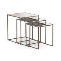 Tris of Narciso coffee tables with mirror top by Cantori