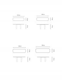 Consolle con base in metallo di design Flame - schema dimensionale