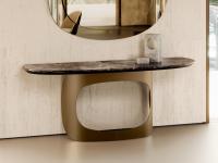 Odyssey entrance console table with ceramic glass top, positioned under a wall mirror