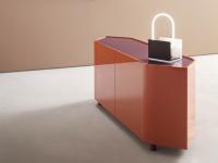 Resilient low sideboard with a 200 cm width and 4 doors, inspired by the design of the Pirelli Sky Scraper by Giò Ponti