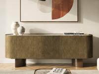 Savoy three-door sideboard with ceramic top by Cattelan: doors and structure in oxybrass painted metal