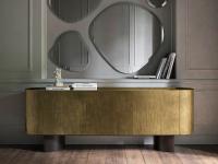 Savoy three-door sideboard with ceramic top by Cattelan in the special Oxybrass finish