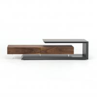 Link asymmetric entertainment unit by Cattelan, with C element in graphite lacquer