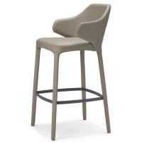 View from the side of Wanda by Cattelan bar stool with arms and perimetral metallic footrest