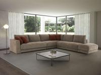 Sofa with feather cushions in a corner composition upholstered in Diamond 04