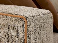 Clive sofa - detail of Diamond 04 fabric armrest with contrasting border