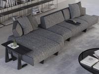 Sofa with Leyton relaxing peninsula and backrests with sliding mechanism that retracts to utilise the entire seating space