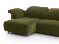 Detail of the chaise longue element of the Nevis sofa, here proposed in the 128 cm size with 90 cm of useful seating space