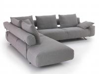 Rear view of the Shirley sofa, with high feet and metal frame painted RAL 7022 Shadow Grey