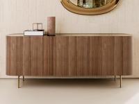 Lena sideboard with Canaletto walnut doors and structure and bronze-painted metal high feet