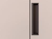 Detail of I22 recessed handle in Moka Shine painted metal