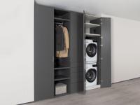 The doors of the washer and dryer module are equipped with 180° opening hinges