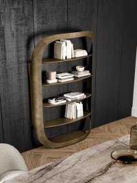 Odyssey wall-mounted designer metal bookcase with rounded shapes and curved lines