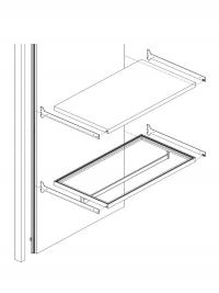 Mounting system with brackets for shelves