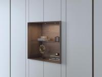 Lounge illuminated niche wall unit combined with Zenit Lounge hinged modules