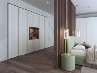 Lounge illuminated niche, used in the sleeping area to interrupt a full-wall wardrobe from the Zenit Lounge collection