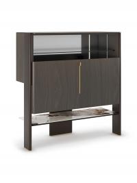 Cremona modern cupboard with sliding door and internal shelf in smoked glass