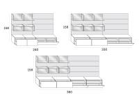 Drawings and measurements of the Replay 04 glass shelf wall unit