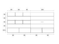 Replay 04 wall unit - Measurements of individual elements of 360 cm composition C