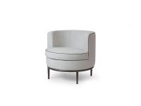 Charme armchair with fixed painted metal base and contrasting grosgrain