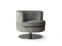 Charme swivel armchair, small, compact size derived from a perfectly cylindrical shape