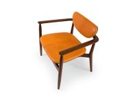 Victoria armchair in Light Brown wood covered in orange leather, a palette the enhancing the retro style of the piece of furniture.