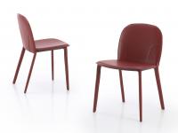 Makalu chair with rounded back covered in Burgundy leather