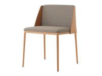 Sangay fabric chair with belting leather backrest, in the version with legs upholstered in matching tone