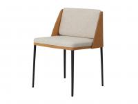 Fabric chair with belting leather backrest Sangay in the version with four metal legs