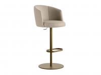 Leslie swivel back stool with leather seat and bronze metal base