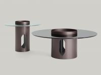 Bullet side tables in Anodic Bronze finish, with contrasting glossy interior in Gloss Black