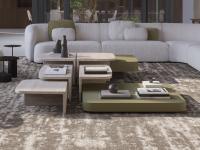 Composition of Auri and Token coffee tables. Being part of the same collection, the two models can be freely combined for a large stylish island in the centre of the living room