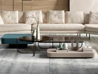 Token Steel metal and glass coffee table with Token lacquered wood top. The two complements are part of a single collection and can be freely combined with each other