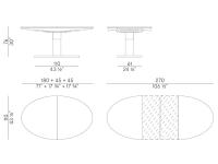 Schema dimensionale tavolo ovale Diva