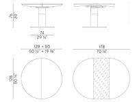 Schema dimensionale tavolo rotondo Diva