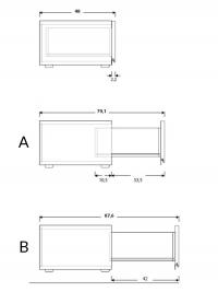 Kommode mit 3 oder 4 Schubladen mit Mason-Griffmulde: A) Schublade mit Standardöffnung - B) optional Schublade mit Vollauszug