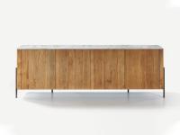 Clivia 4-türiges Sideboard mit natürlichem Rahmen aus Altholz und Keramikplatte 